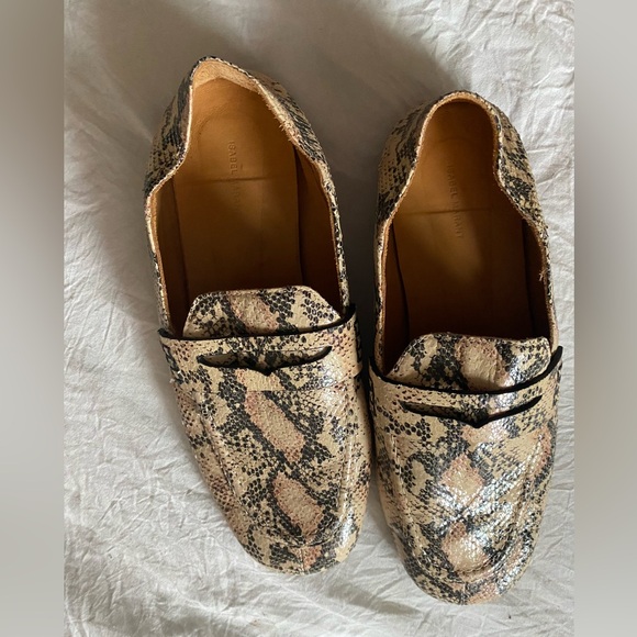 Isabel Marant Fezzy Snakeskin Embossed Leather Convertible Penny Loafer Mules 39 - Picture 4 of 12